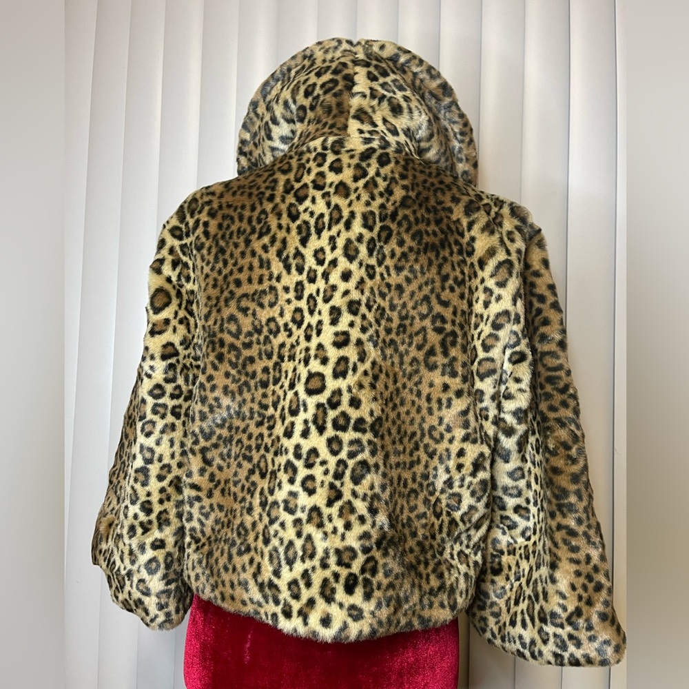 Vintage B’Love Animal Print Crop Faux Fur Jacket Size XL Pristine Condition - Picture 5 of 11